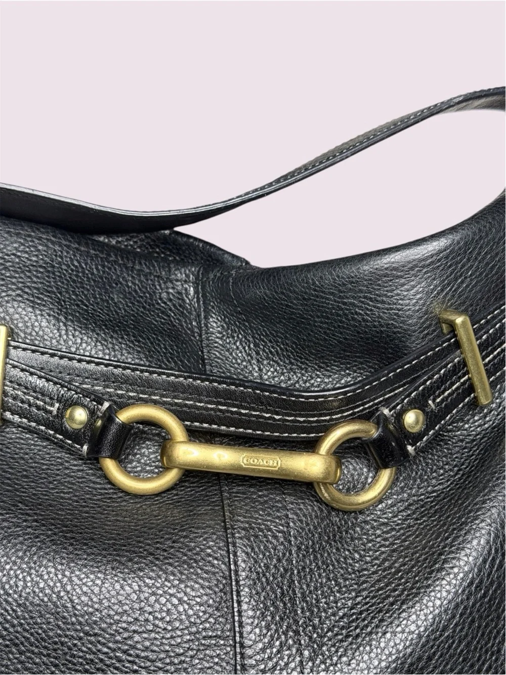 COACH D0869-12460 Women's HAMPTON Boho Satchel Buckle Shoulder Leather Bag Black